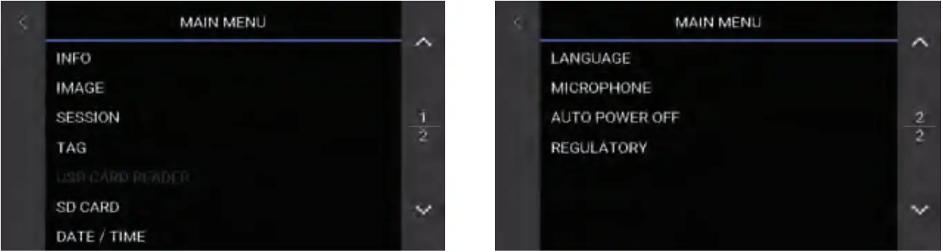 EXTECH HDV700 High Definition VideoScope Kit - Menu Overview
