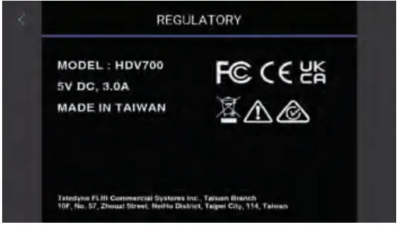 EXTECH HDV700 High Definition VideoScope Kit - Regulatory information page