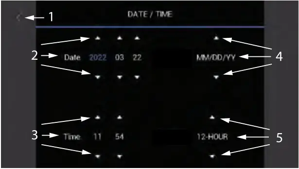 EXTECH HDV700 High Definition VideoScope Kit - Time Settings Menu