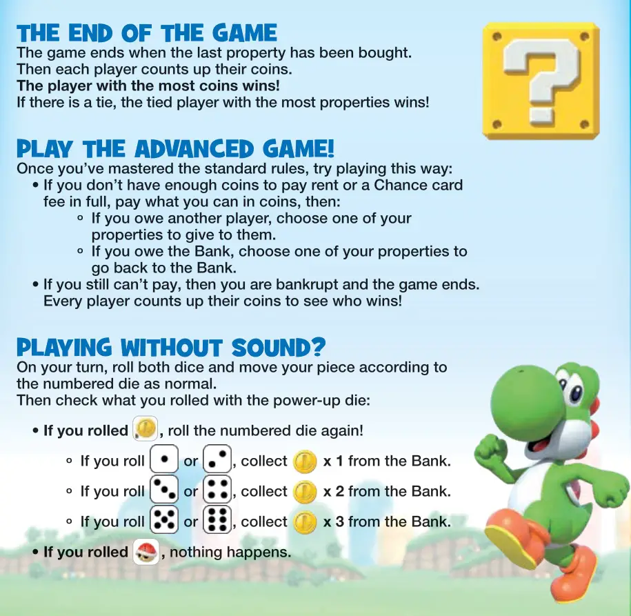 Hasbro F4817 Monopoly Junior Super Mario Edition Board Game - THE END OF THE GAME, PLAY THE ADVANCED GAME,PLAYING WITHOUT SOUND