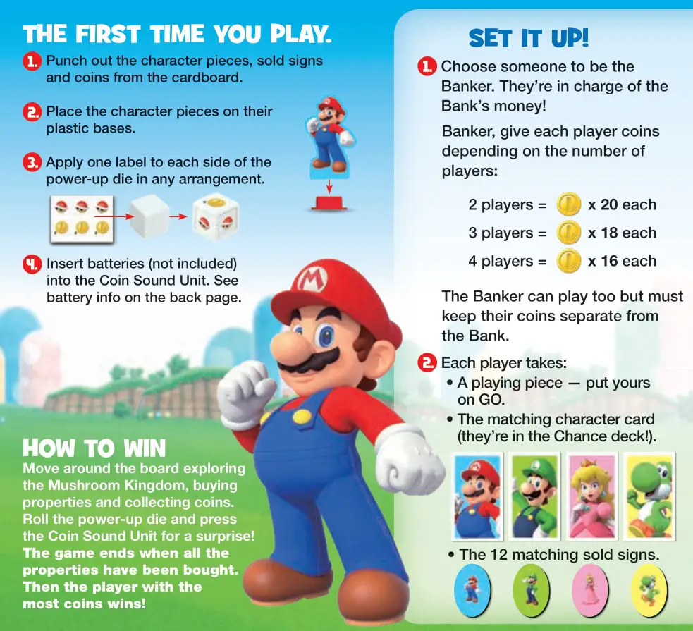 Hasbro F4817 Monopoly Junior Super Mario Edition Board Game - THE FIRST TIME YOU PLAY, HOW TO WIN, SET IT UP