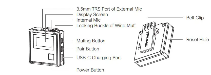 7RYMS B0BFVMLVWB iRay DW20 2.4G Dual-Channel Wireless Microphone User Manual - Components