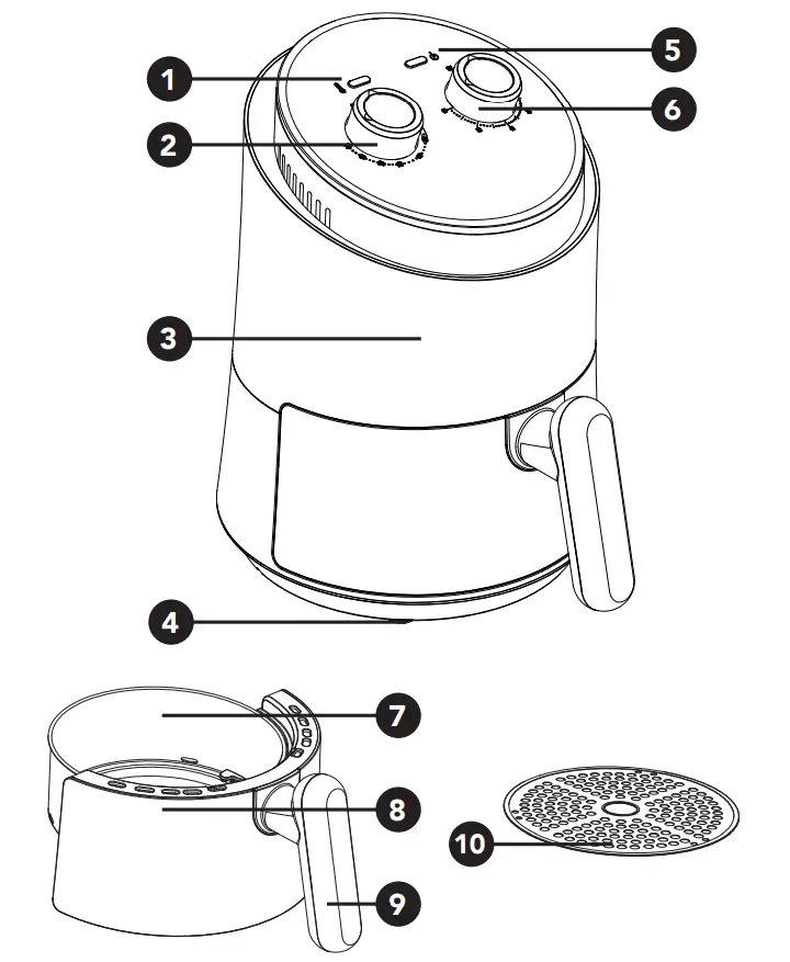 HOME HM-AF-B250B Air Fryer - Parts