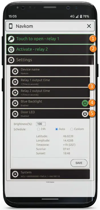 Navkom R7 Door Profile Built In Control Unit - APP FUNCTIONS