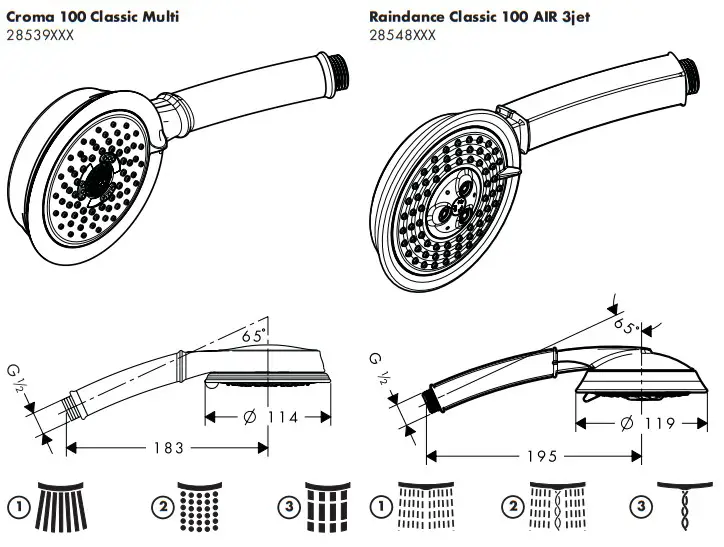 hansgrohe CROMA Classic 100 Shower Set - fig 5