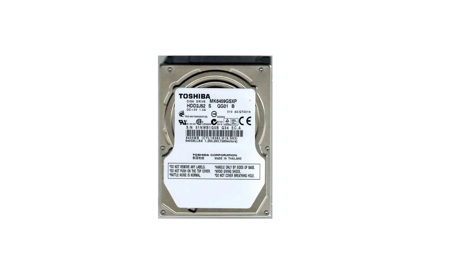 Toshiba Mk6459gsxp 2.5-inch Sata Hard Disk Drive Specifications And Datasheet