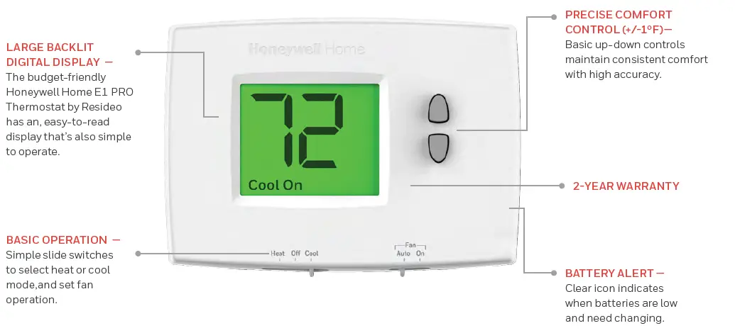 Honeywell- TH1110E1000- E1- Pro- Non-Programmable- Thermostat FIG 1