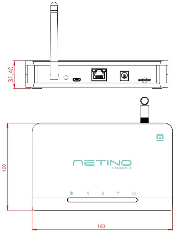 MIKSTER Netino NRU-20-PHARM+ Recorder Sensor Owner's Manual - Dimensions