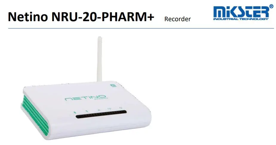 MIKSTER Netino NRU-20-PHARM+ Recorder Sensor Owner's Manual