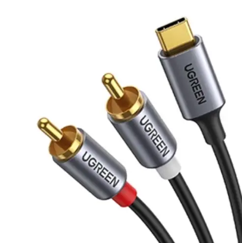 UGREEN 20193 USB C to RCA Audio Cable Type C to 2RCA Male Jack Plug Adapter CM451