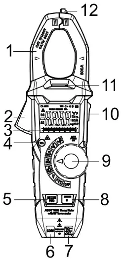MAJOR TECH MT767 600A AC DC Clamp Meter with IR Thermometer - voltage indicator