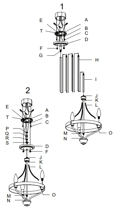 Hunter 19804 Merlin 3 Light Chandelier - fig 1