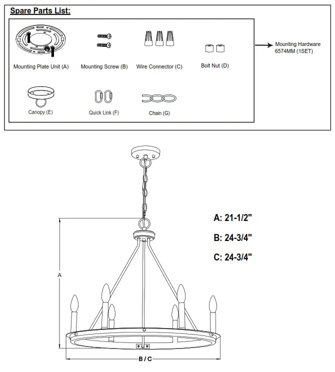 VAXCEL H0274 Candle Style Chandelier - damaged