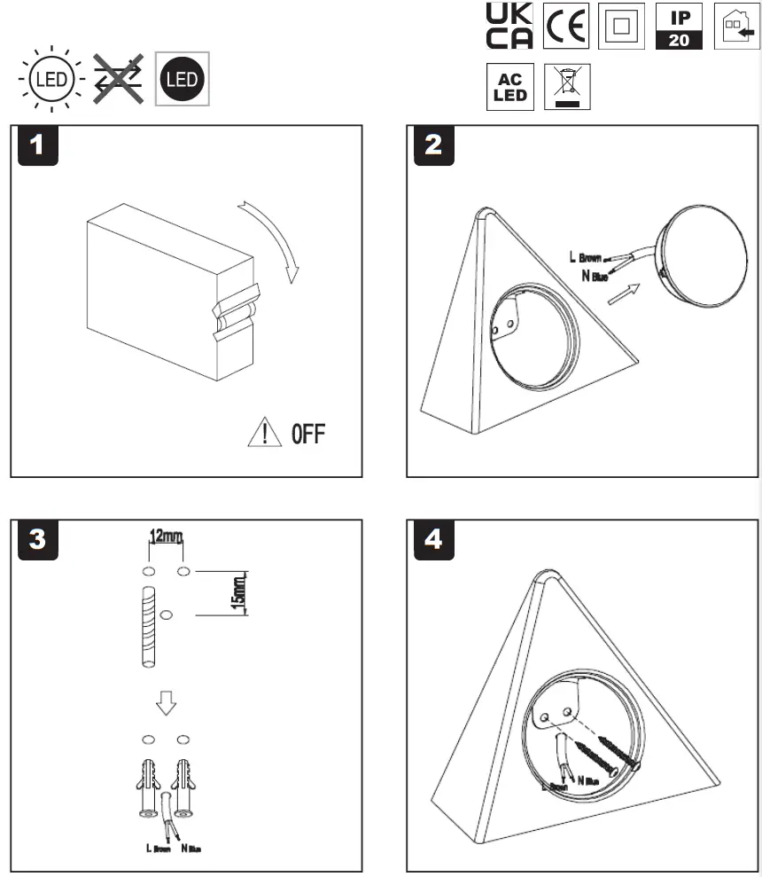Ansell 4L1-1210-4 Luminaires LED Triangle Under Cabinet Lights - Fig