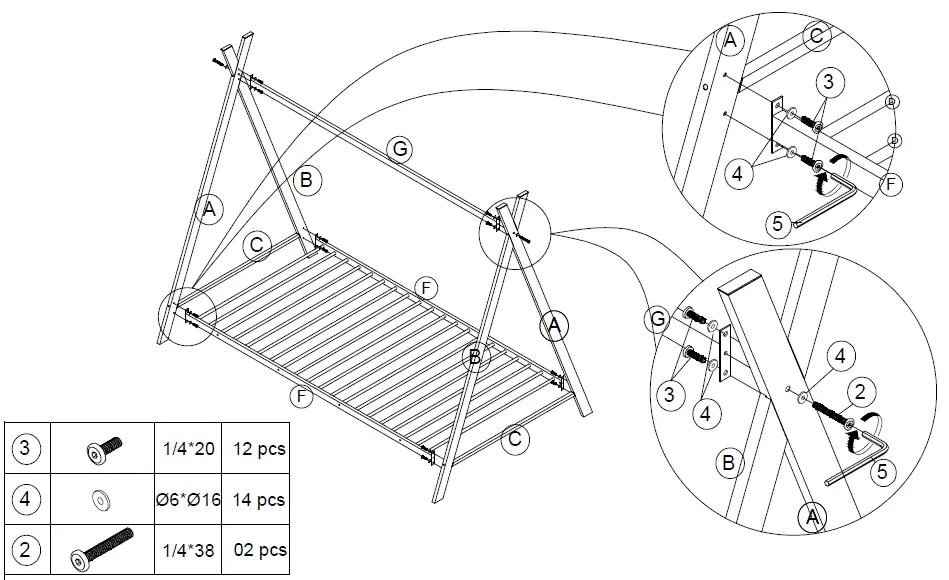 Qualler-BEL286773K-Enzo-White-Twin-Size-Metal-Canopy-Bed-Tent-Bed-fig-7