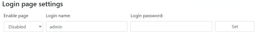 Login page settings