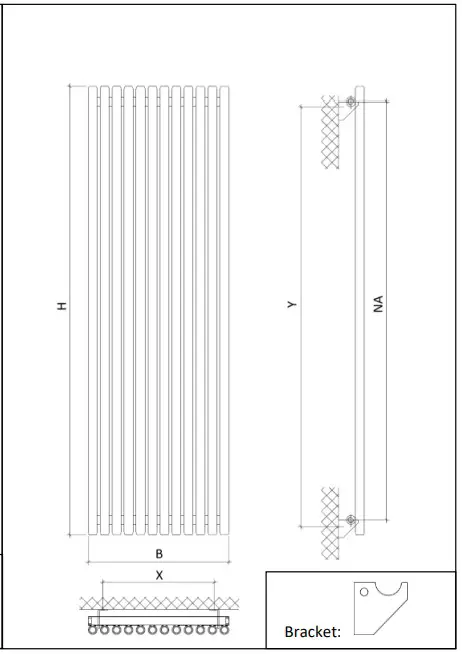 XIMAX P2O Oceanus Designer Radiator - Assembly diagram 1