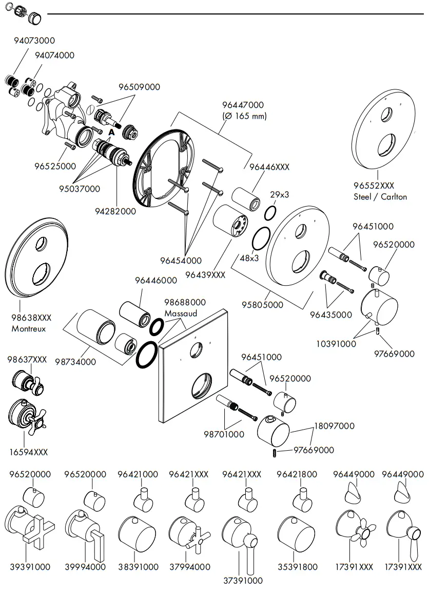 hansgrohe AXOR MASSAUD Thermostat - Parts