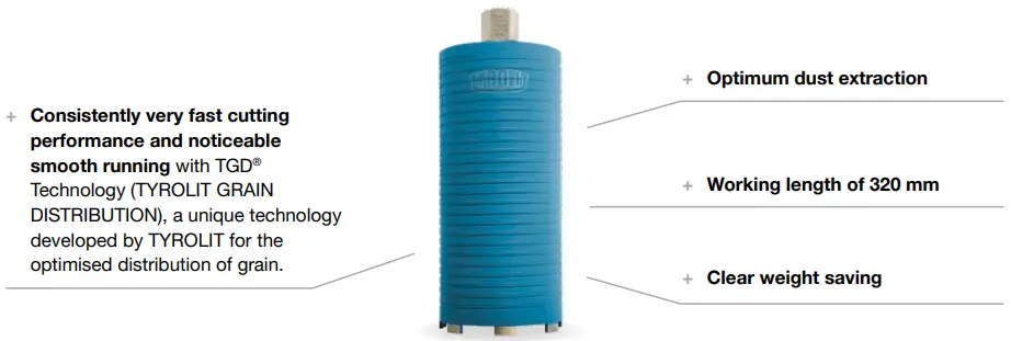 TYROLIT TGD Dry Drill Bits - Consistently