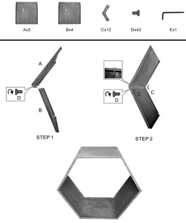 Sunnydaze RCM LG789 3PK 30 Inch Hexagonal Oxidized Heavy Duty Steel Honeycomb Log Rack - Assembly