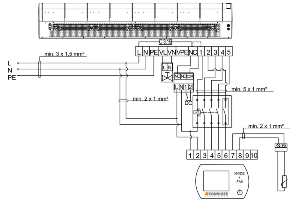 CONNECTION DIAGRAM OF GUARD 100-150-200 W AND C