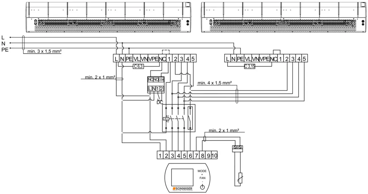 CONNECTION DIAGRAM OF GUARD 100-150-200 W AND C