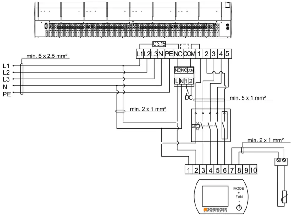 CONNECTION DIAGRAM OF GUARD 100-150-200 W AND C