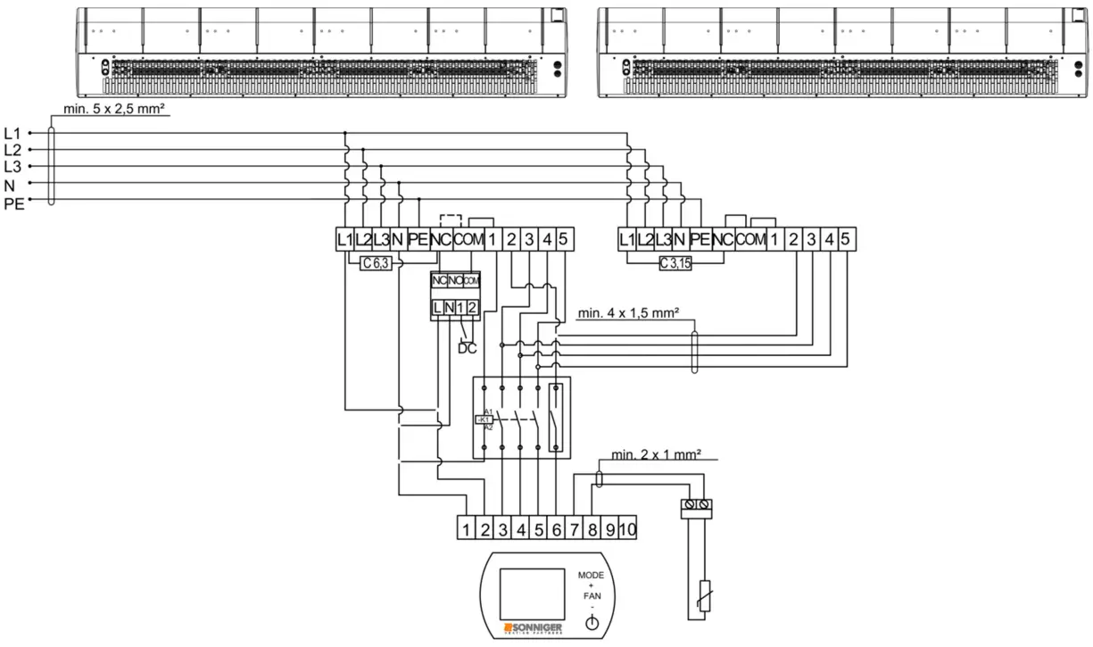 CONNECTION DIAGRAM OF GUARD 100-150-200 W AND C