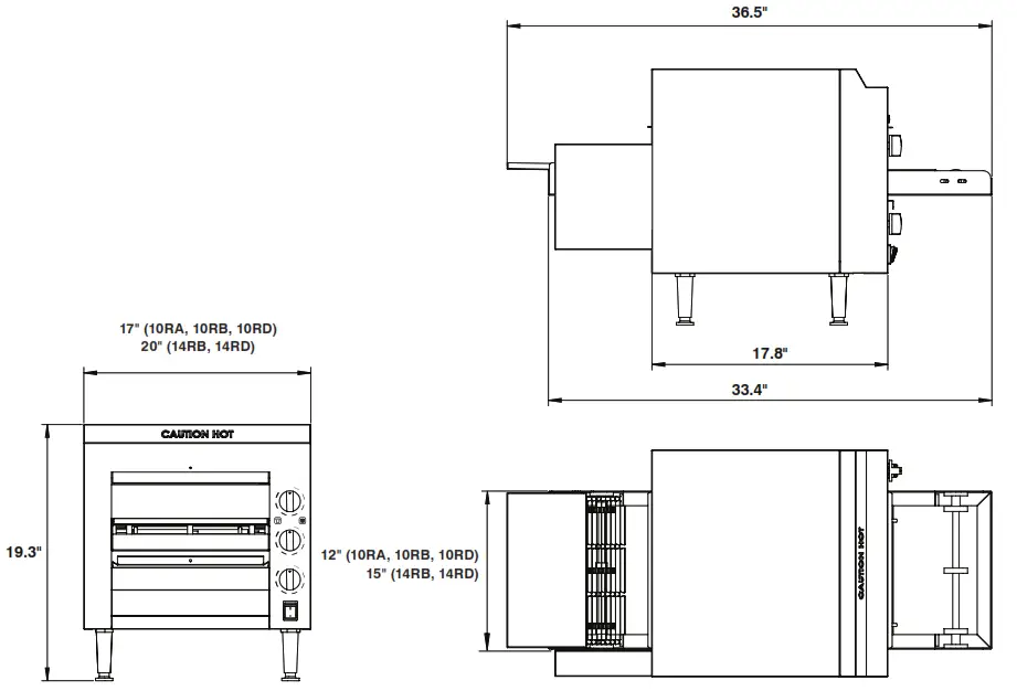 AVANTCO 177CVROV10RA Adjustable Speed Conveyor Ovens - Specifications