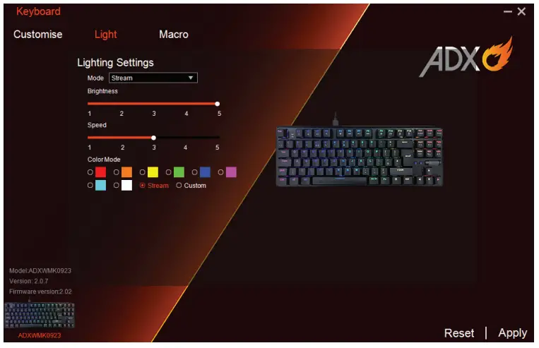 ADXGaming ADXWMK0923 Firefight RGB Wireless Gaming Keyboard - Interface3