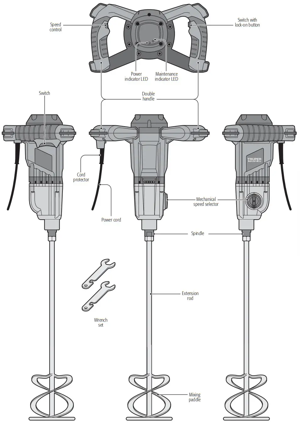 TRUPER MEZ 150N Electric Mud Mixer - Parts