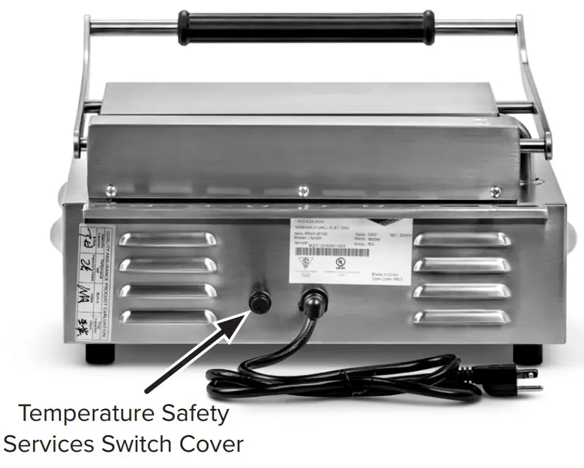 VOLLRATH PSG4-SG120 Single Commercial Panini Press Cast Iron Grooved Plates - fig