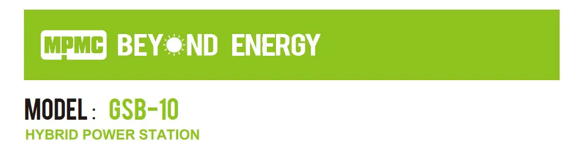 Mpmc Gsb-10 Hybrid Power Station Owner's Manual