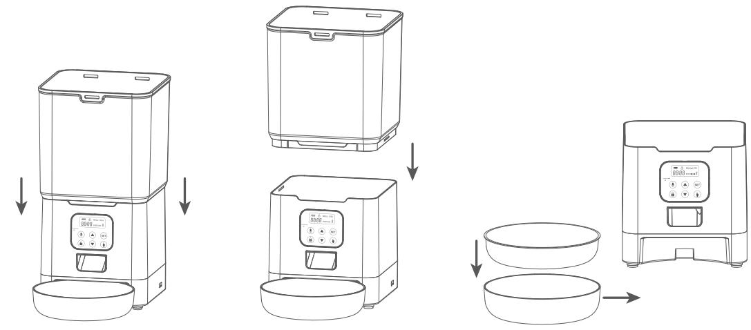 Bowkam Automatic Cat Feeders Pet Dry Food Dispense - food tank