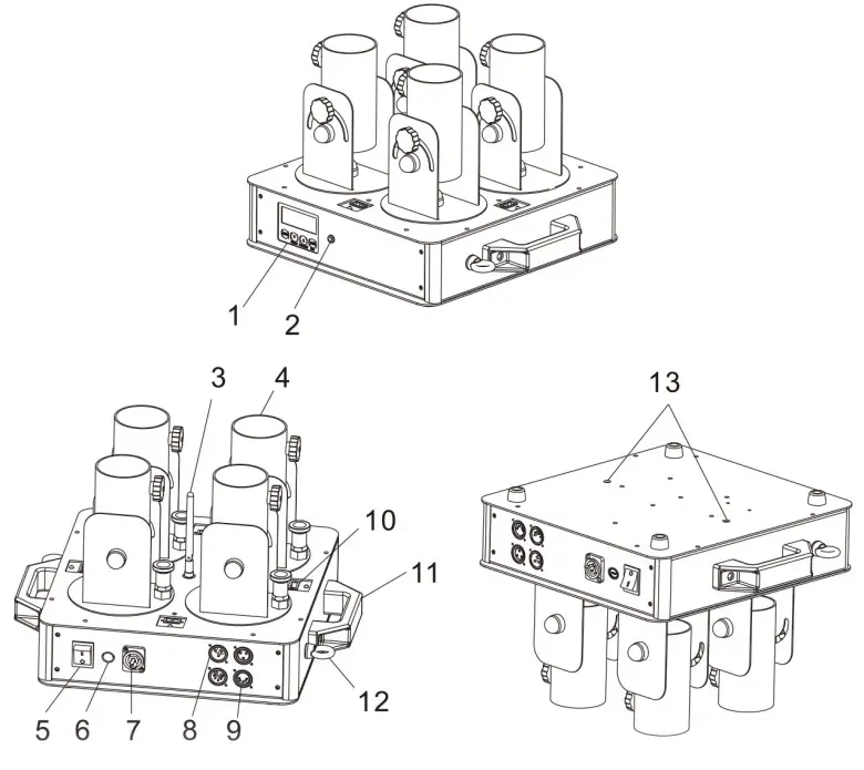 DJPOWER R-6 Four Output Electric Confetti Launcher - Diagrams
