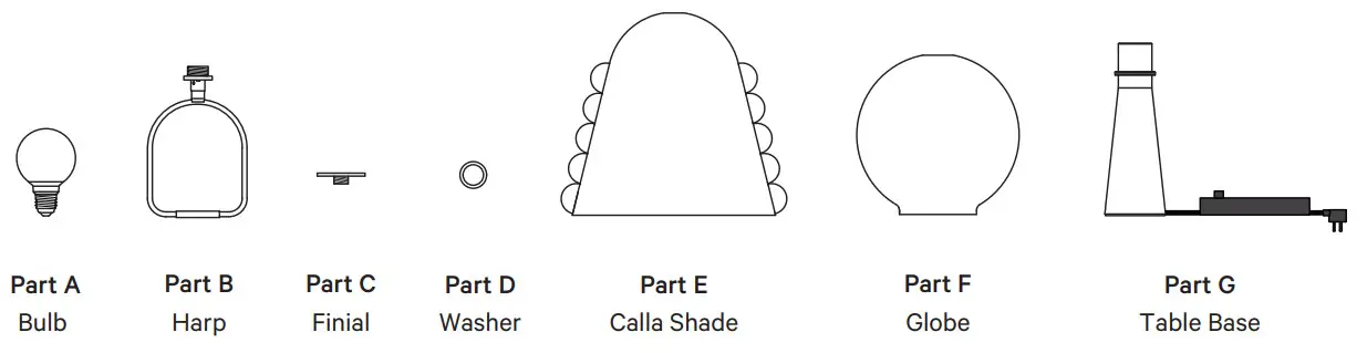 In Common With Calla Table Lamp - Contents