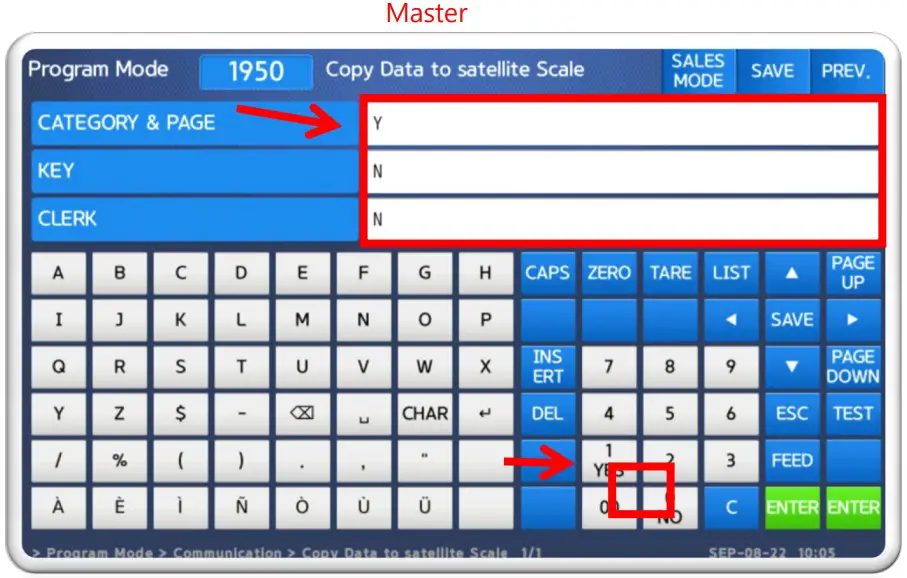 Copying Data to Sat. Scales