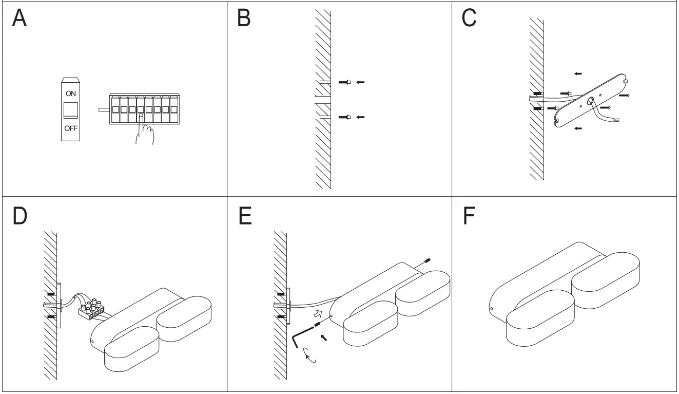 OPTONICA 2x6W Black Body Rotatable LED Wall Light Epistar - Mounting