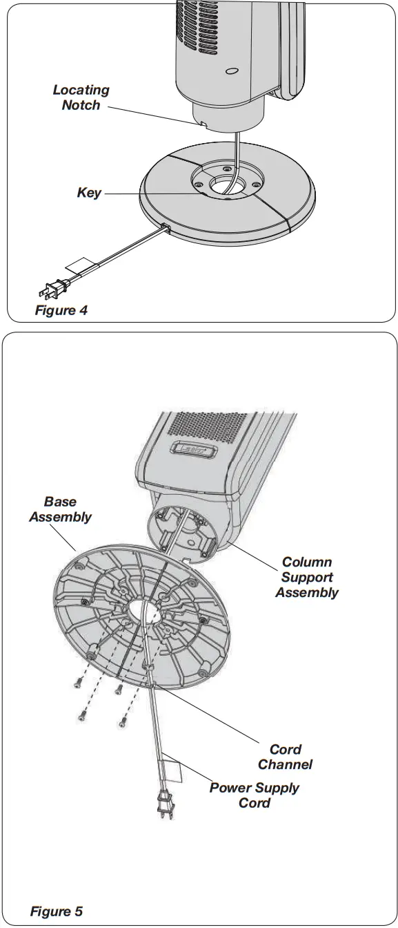 LASKO 5586 Digital Ceramic Tower Space Heater - Column Support Assembly