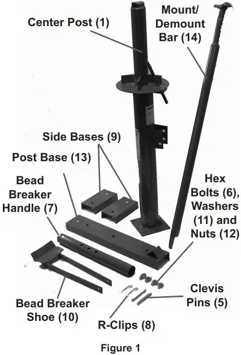 PITTSBURGH 58731 Portable Tire Changer - assembly components