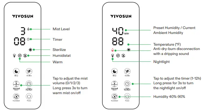 VIVOSUN-HD-2113-Cool-and-Warm-Mist-Ultrasonic-Humidifier-fig-2