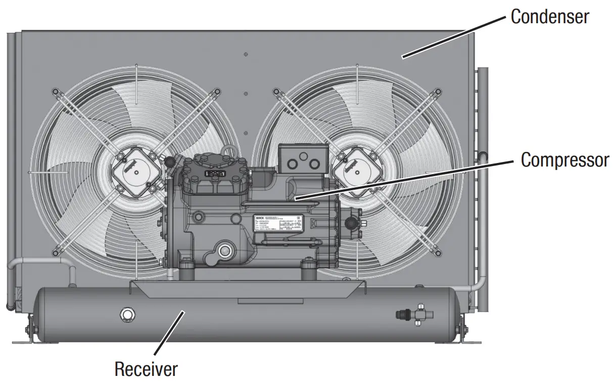 Condensing unit with horizontal receiver