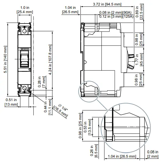 SIEMENS 3VA5110 4ED11 0AA0 Circuit Breaker with Thermal Magnetic Trip Unit -RQWHQWV 15