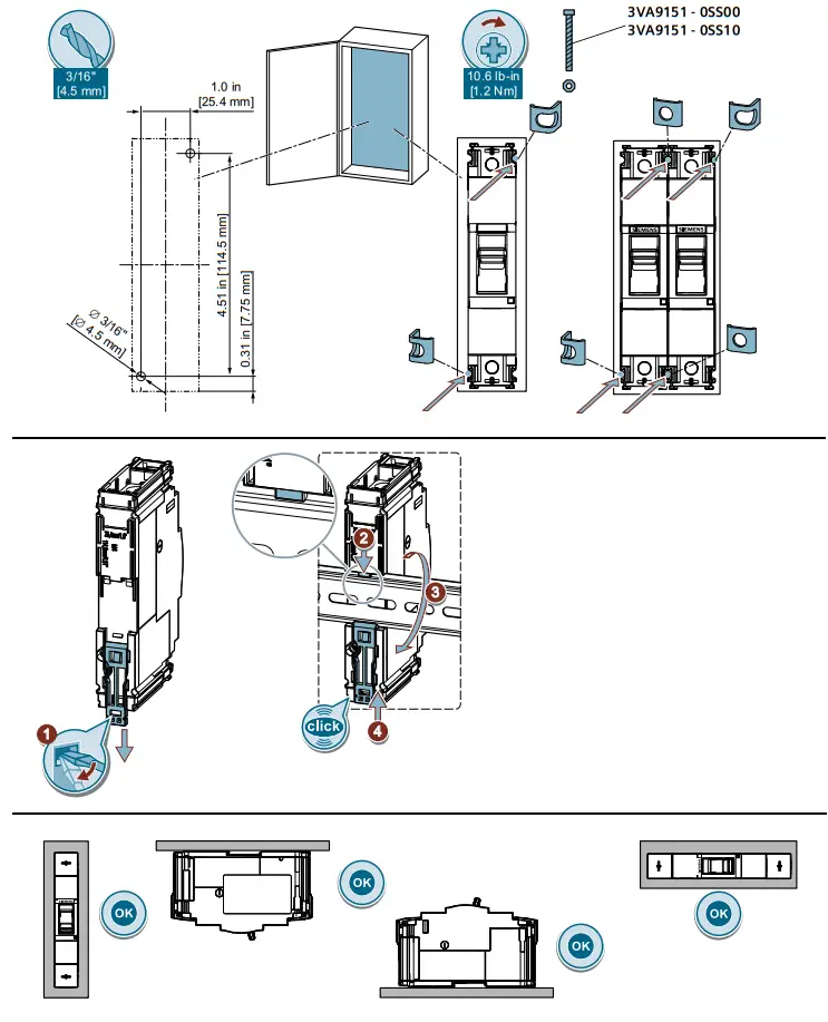 SIEMENS 3VA5110 4ED11 0AA0 Circuit Breaker with Thermal Magnetic Trip Unit -RQWHQWV 16