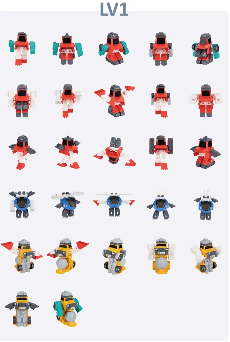 ThinkMax 4 Individual Trucks and 4 in 1 Big Robot Transform Toys - Mixed Conbination