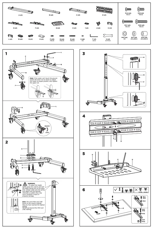SBOX FS-224 Flat Panel Mobile Trolley Floor Stand - Fugure2