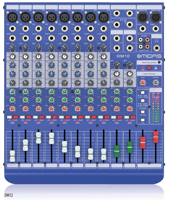 MIDAS DM12 Input Analogue Live and Studio Mixer with Microphone 5