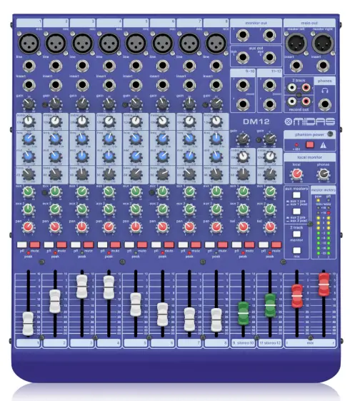 MIDAS DM12 Input Analogue Live and Studio Mixer with Microphone