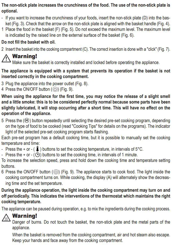 Ariete 4626-00 Airy Fryer Instruction Manual - INSTRUCTIONS FOR USE