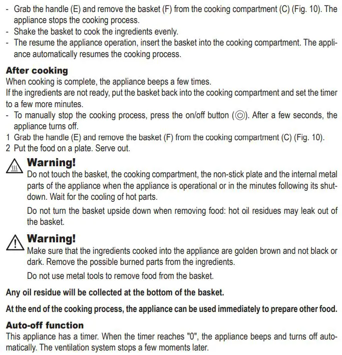 Ariete 4626-00 Airy Fryer Instruction Manual - INSTRUCTIONS FOR USE